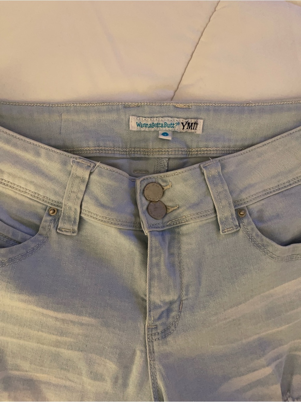 YMI Light Wash Denim Jeans with Leather Logo Patch